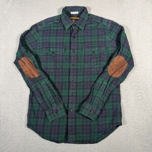 Ralph Lauren Rugby Shirt Mens Small Plaid Blackwatch Campus Flannel Elbow Patch